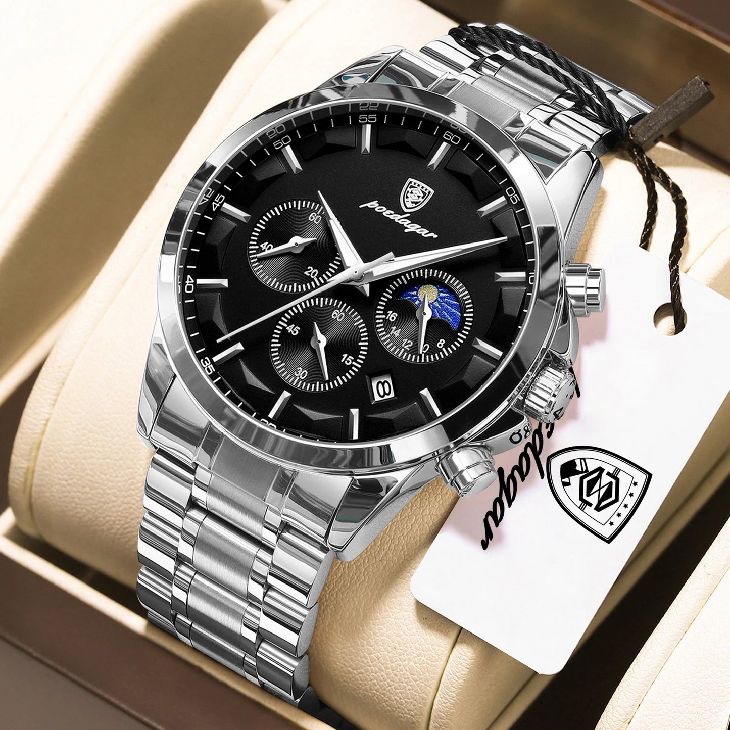 POEDAGAR 928 Men's Luxury Chronograph Watch | Luminous & Waterproof