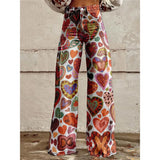 Pop Art Heart Wide-Leg Flare Pants
