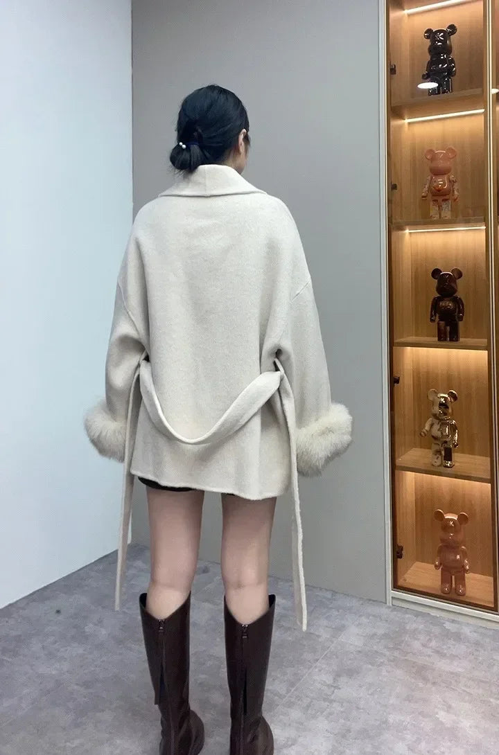 Double-Sided Wool & Fox Fur Jacket