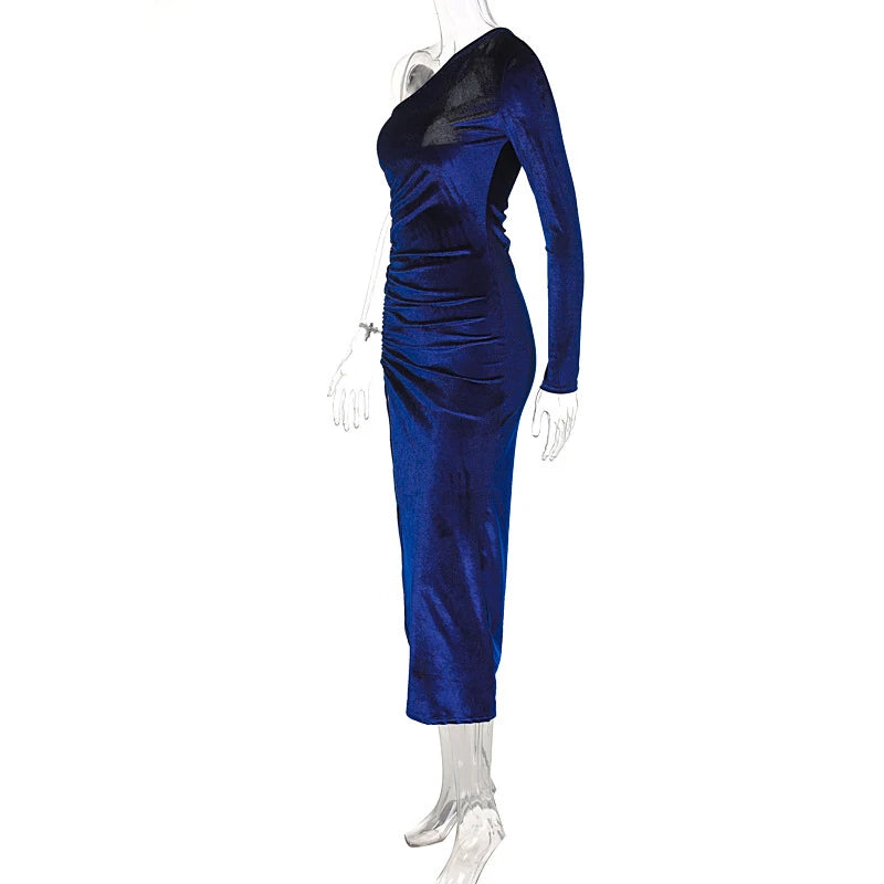 Elegant Velvet Split Midi Dress