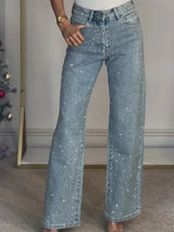 Women's Diamond Straight-Leg High-Waist Jeans