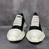 Men's Platform Heels Shoes Leather Women Canvas Luxury Jumbo Lace Up High Street Autumn Flats Black Sneakers
