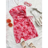 Floral Print Ruched Tube Mini Dress