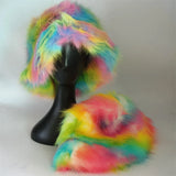 1pcs Winter Faux Fur Bucket Hat Warm Fluffy Plush colorful soft Winter hat Personality fur Fisherman Hats for women Plush hat겨