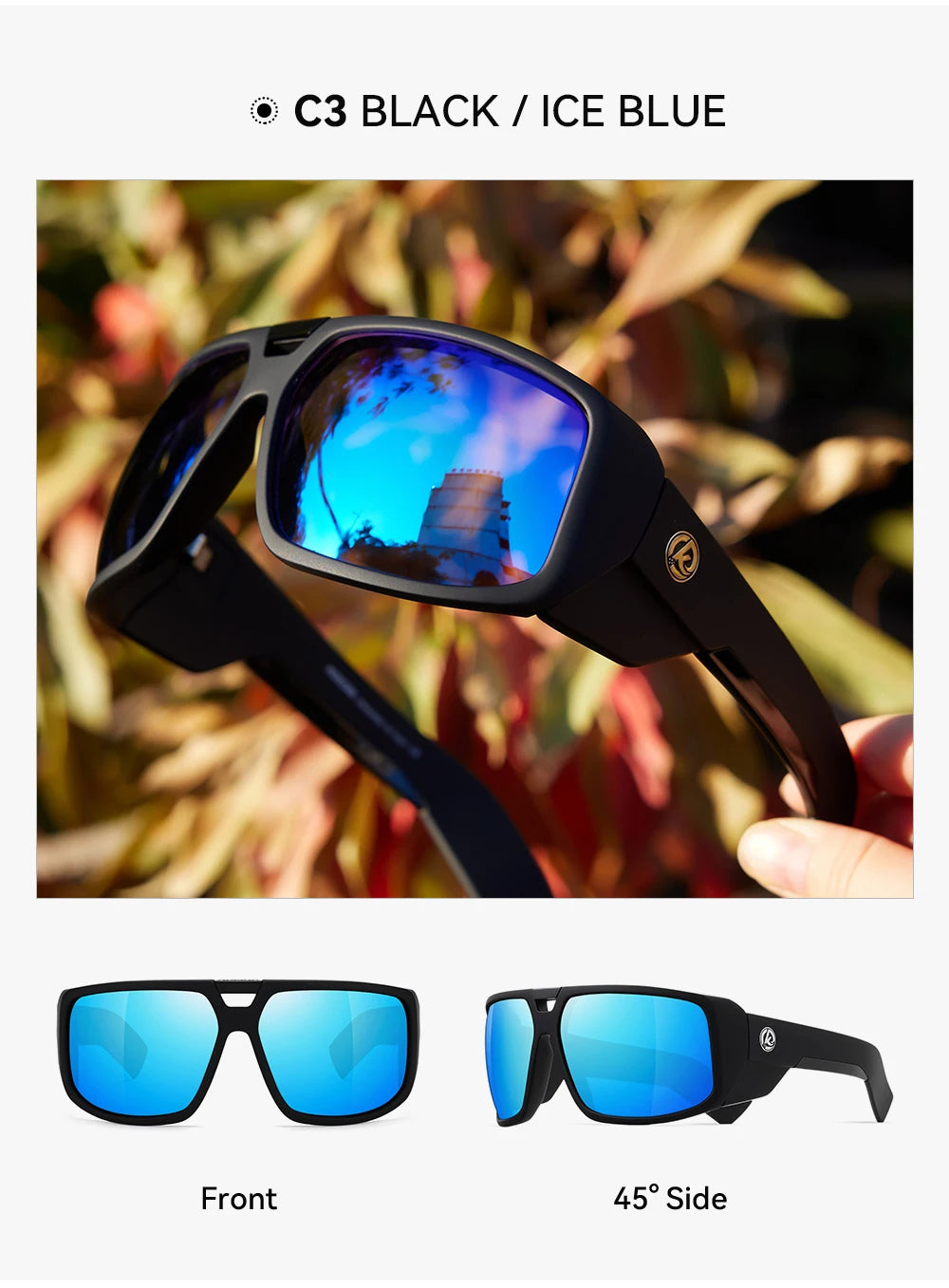 KDEAM Muscle Car Styling And Serious Performance Polarized Men's Sunglasses Sport Cycling Glasses Features Sturdy 5-Barrel Hinge