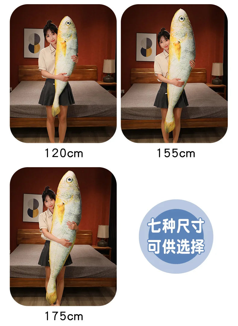 New Simulation Large Yellow Croaker Plush Toys Lifelike Fish Dolls Stuffed Soft Throw Pillow Sleeping Cushion Decor Gift