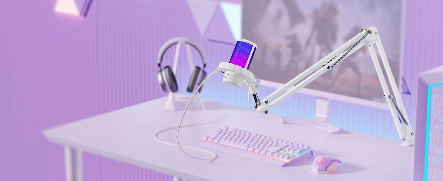 Maono Gamerwave DGM20S USB Microphone Gaming Mic Condenser Mic RGB Mic Noise Canceling Mic with Mic Gain RGB Light One Key Mute