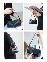Full Grain Leather Soft Balck Small Size Crossbody Bags For Women Luxury Adjustable Shoulder Strap Underarm Bag Portable Handbag