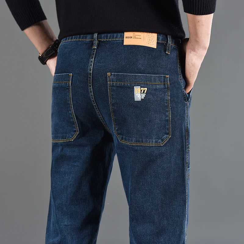 Men’s Fashion Print Straight-Cut Jeans