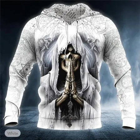 Men’s 3D Skull Print Pullover Hoodie
