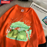Artistic Frog Umbrella Cotton T-Shirt