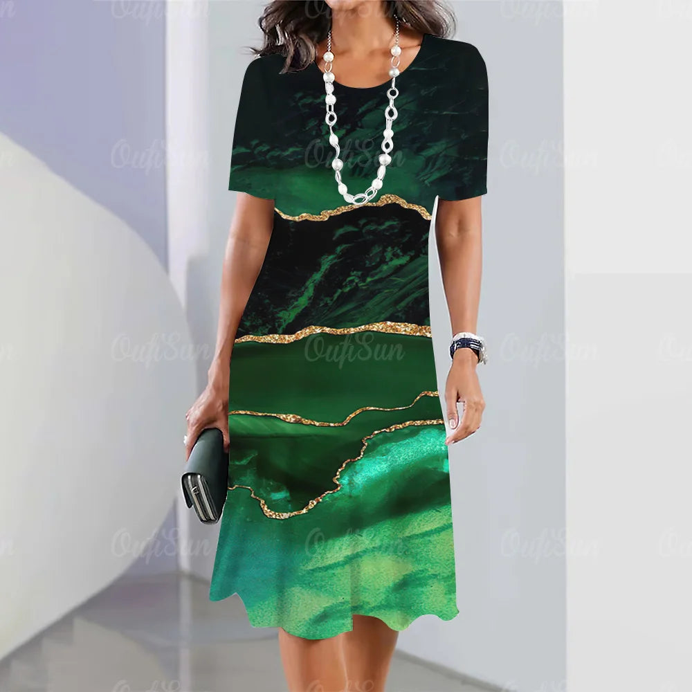 Elegant Graphic Print Midi Dress