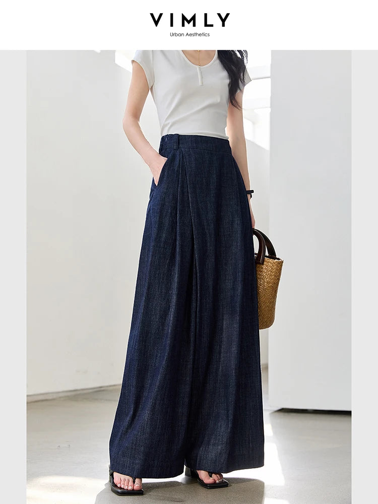 Vimly High-Waist Baggy Wide-Leg Denim Jeans for Women