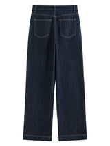 FSLE Straight High Waist Jeans for Women Winter Solid Simple All-match 2025 New Long and Short Versatile Pants Korean Style