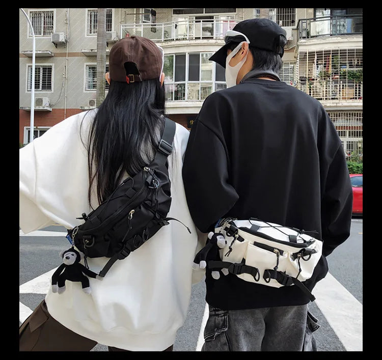 2024 Techwear Style Punk Hip Hop Single Shoulder Crossbody Bag Men Women Street Vintage Chest Bag Casual Sport Fanny Pack