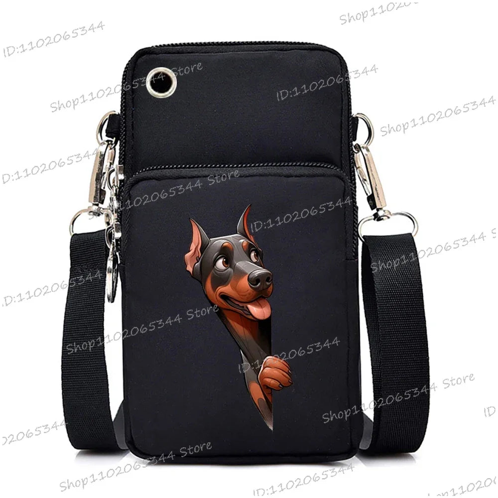 New Mobile Phone Bag Funny Anime Dog Print Shoulder Messenger Bag Women Men Coin Purse Handbag Animal Lover Small Crossbody Bag
