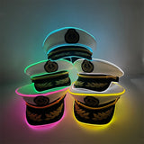 New Luminous White Sailor Captain Yacht Caps Wheat Embroidery LED Glow Navy Marine Hat Men Women Cosplay Halloween Costume Hats