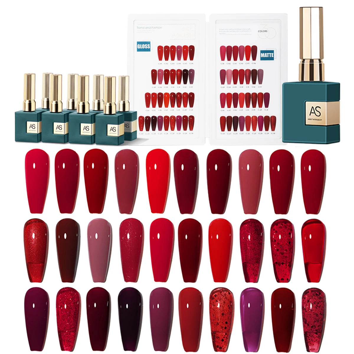 30-Piece Gel Nail Polish Set | Valentine's Romance Collection