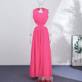 Backless Women Dress Cross Waist Long Dress Sleeveless Backless dresses A Line Ruched Evening Gown  Elegant Party Gown 2026 New