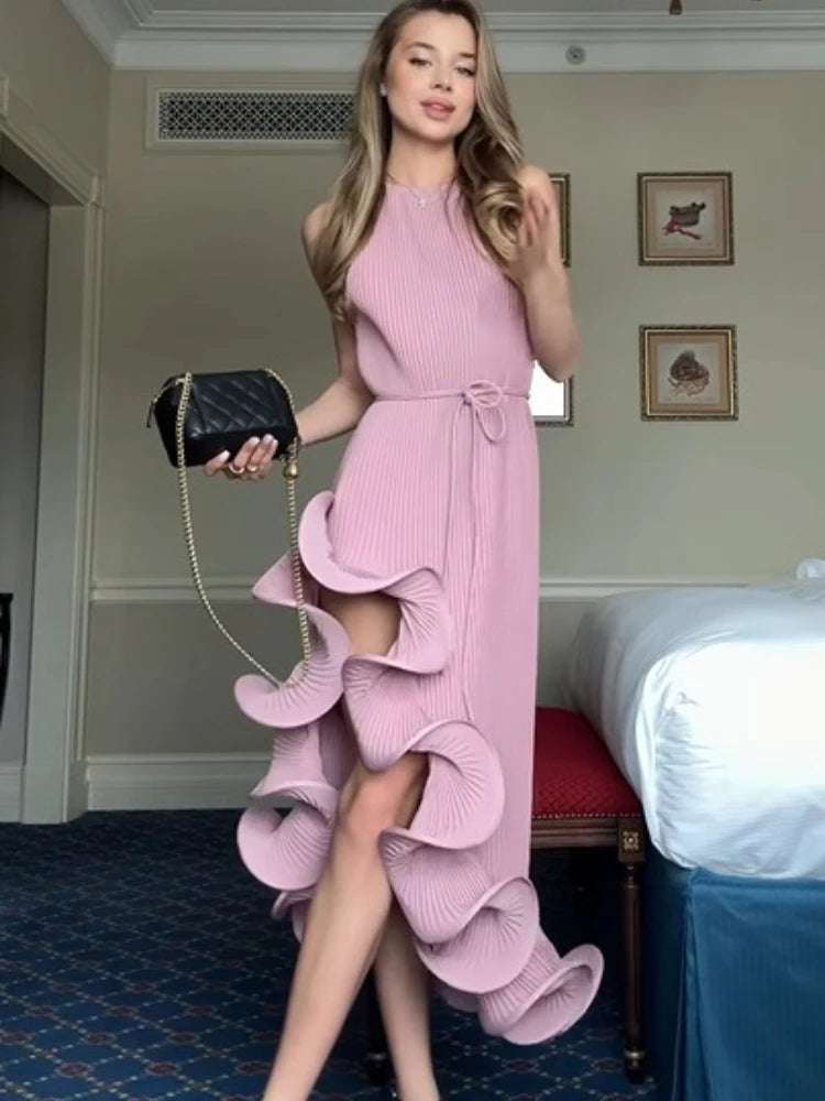 Summer Elegance: Women’s  Irregular Sleeveless Maxi Dress