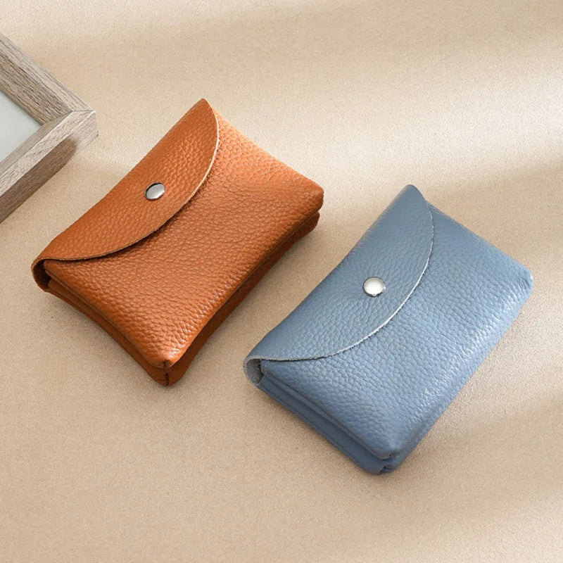 Custom Letters Fashion Women Short Wallet Genuine Leather Double Wallet Small Coin Purse Mini Credit Card Holder Key Storage Bag