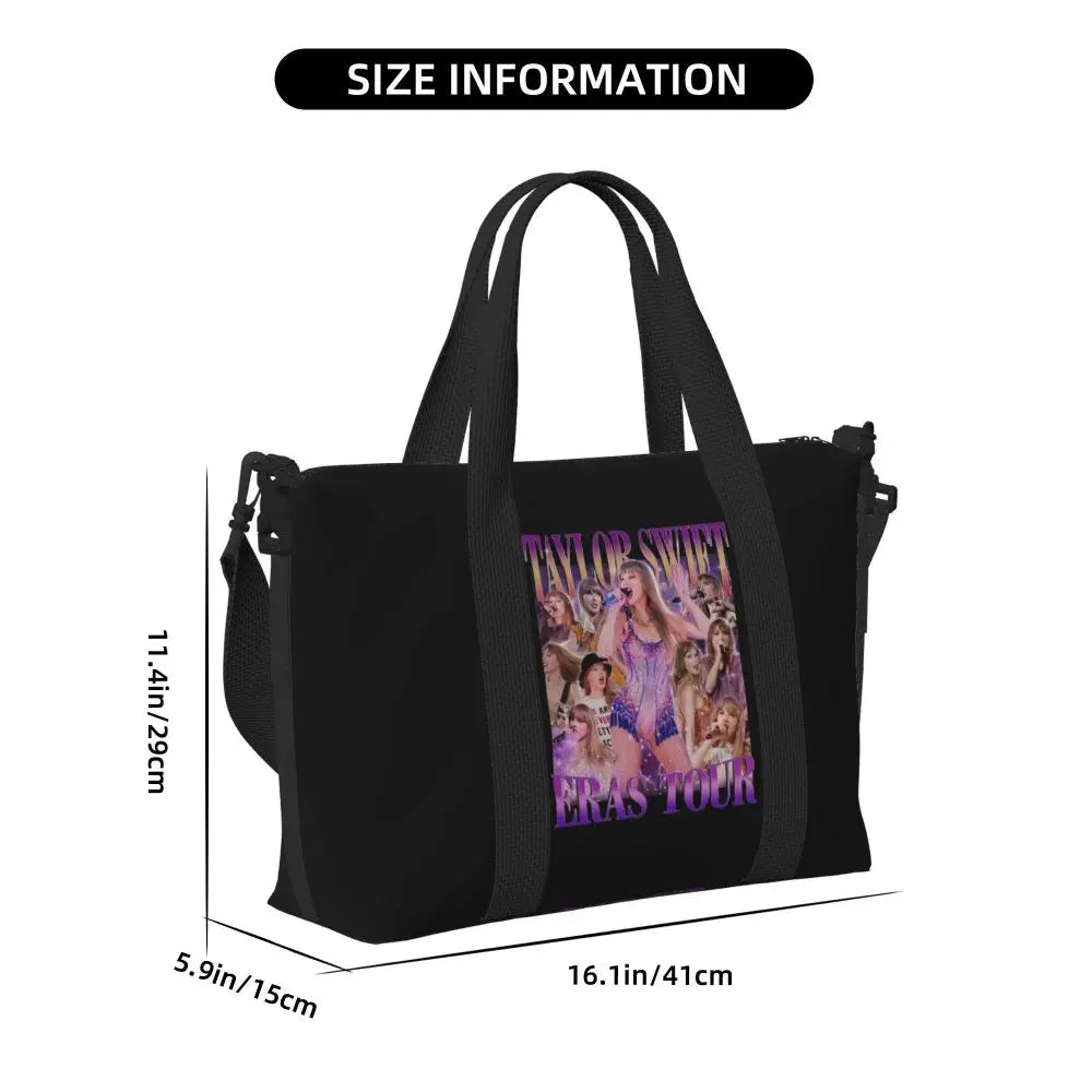 Custom The Eras Tour 1989 Taylor's Swift's American Pop Singer Tote Bag Women Large Capacity Beach Gym Travel Bags