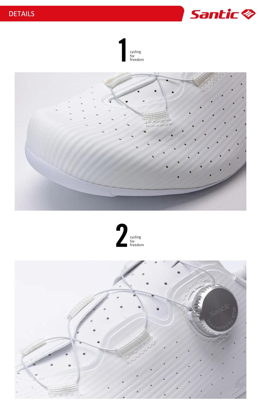 Santic Cycling Shoes Men Carbon Fiber Outsole Road Bike Shoes Women Breathable ATOP Reel Knob Lacing System WZS24043