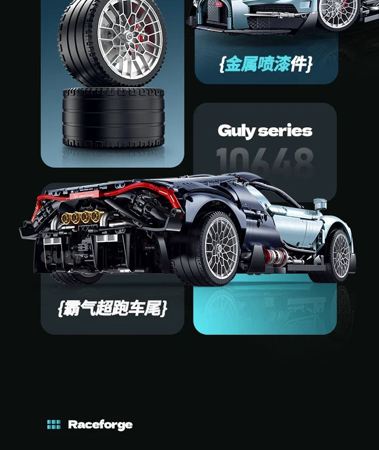 Technical MOC 10648 Bugat Tourbillon 3719PCS 1:8 Building Bricks Set Sports Car Model for Adults Terminal Blocks Toys Gifts