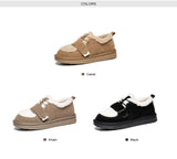 BeauToday Furry Flats Women | Cow Suede Warm Shoes