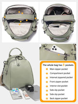 Zency Women's Soft Genuine Leather Travel Backpack Large Capacity Convertible Rucksack Knapsack Multi-compartment Shoulder Bag