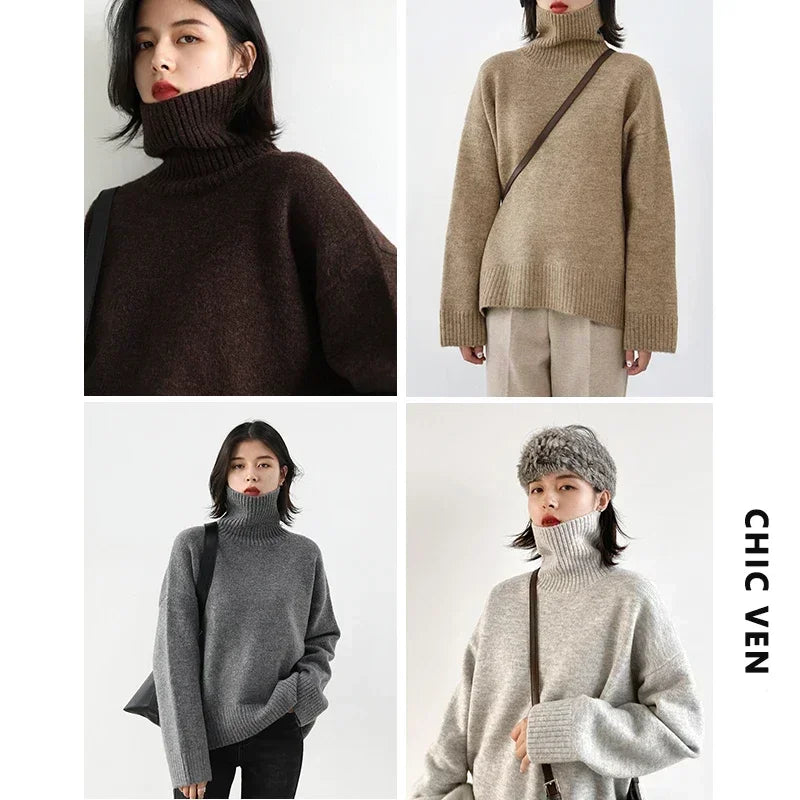 Women's Relaxed Mock Neck Knit Sweater