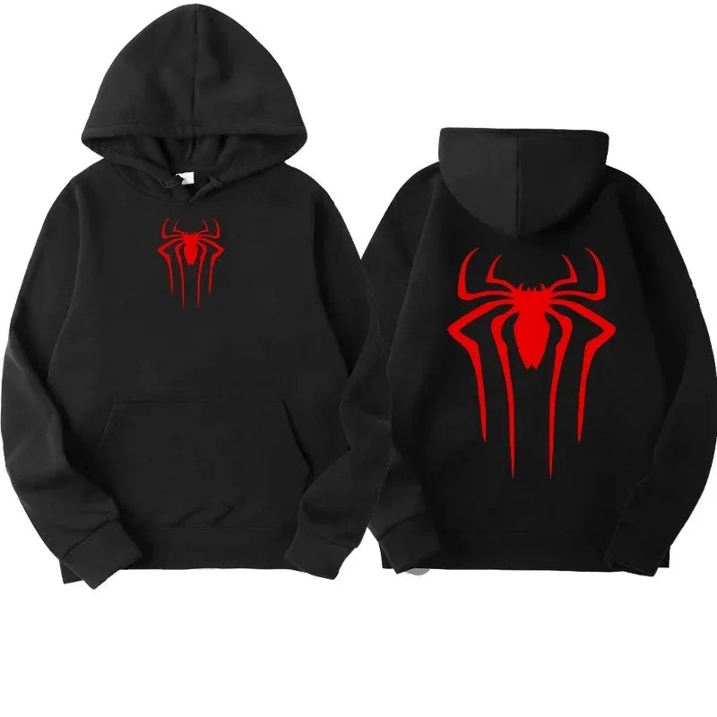 Unisex Spider Print Relaxed-Fit Hoodie
