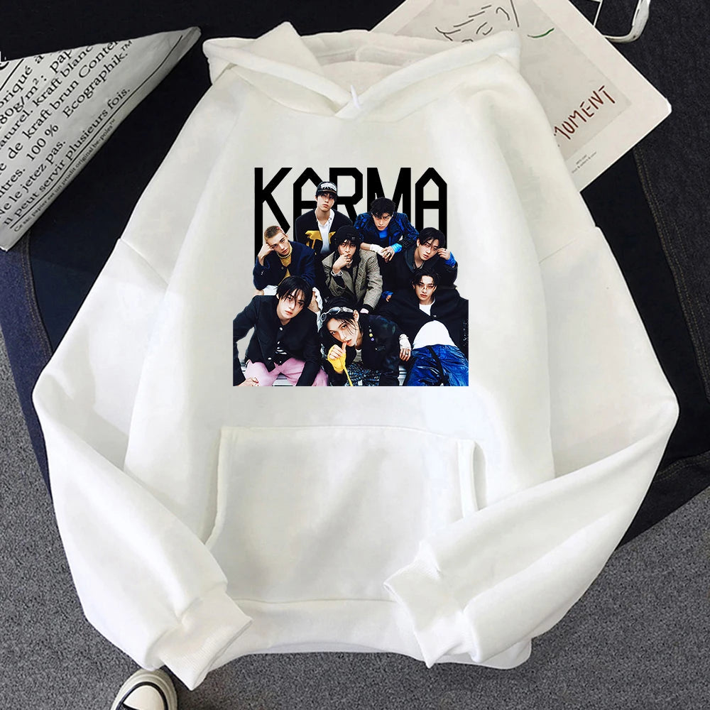 KARMA Vintage-Inspired Fleece Pullover Hoodie