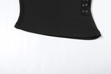 Nibber Sexy Hollow 3-Piece Set Women Hollow Biased Collar Backless Vests+Rivet Waistband+Simple Solid Shorts Slim Midnight Suits