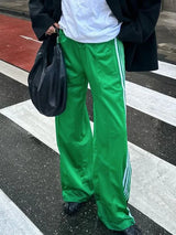 Women's Striped Drawstring Straight-Leg Pants