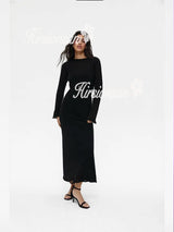 Elegant O-Neck Knit Maxi Dress