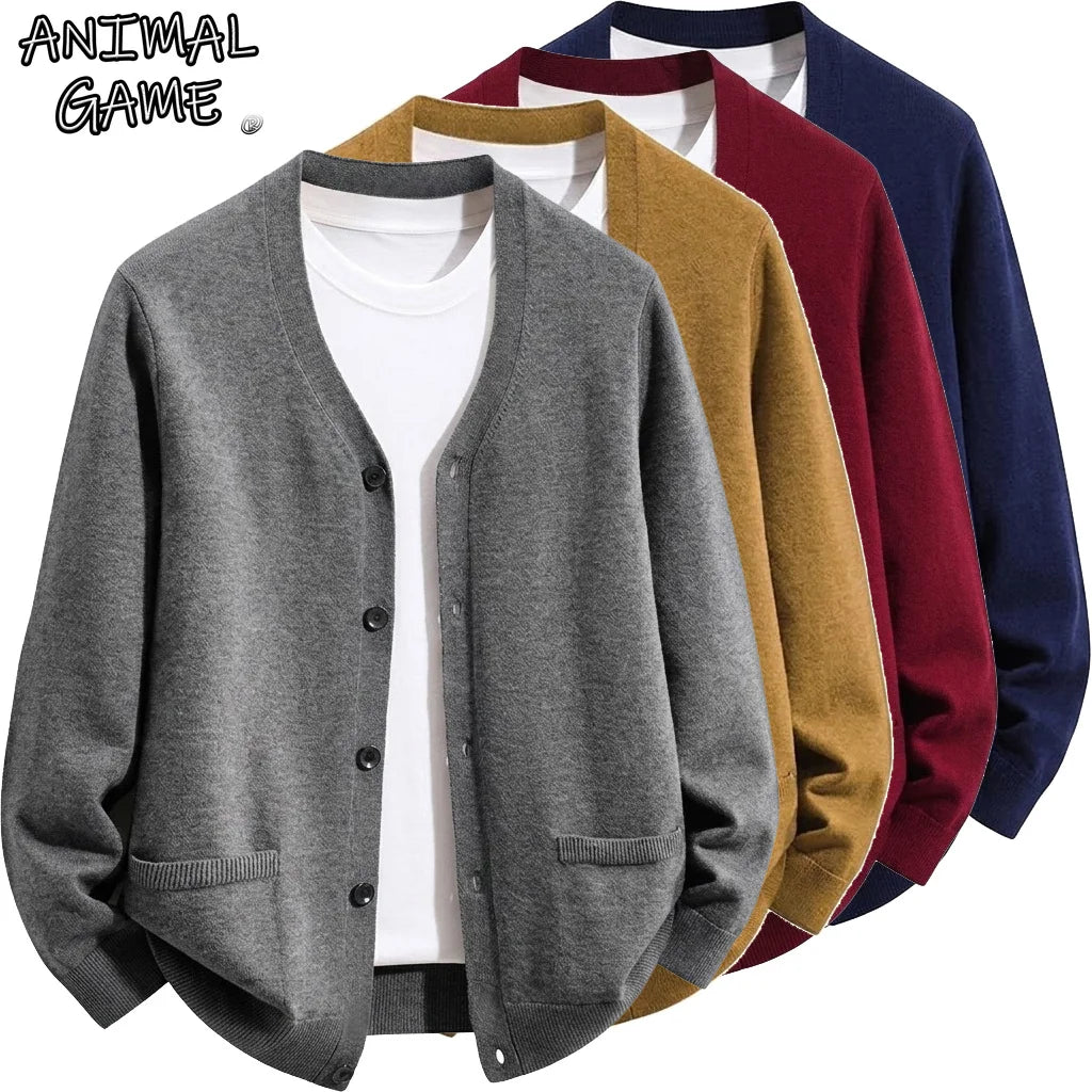 Men’s V-Neck Button Cardigan with Pockets