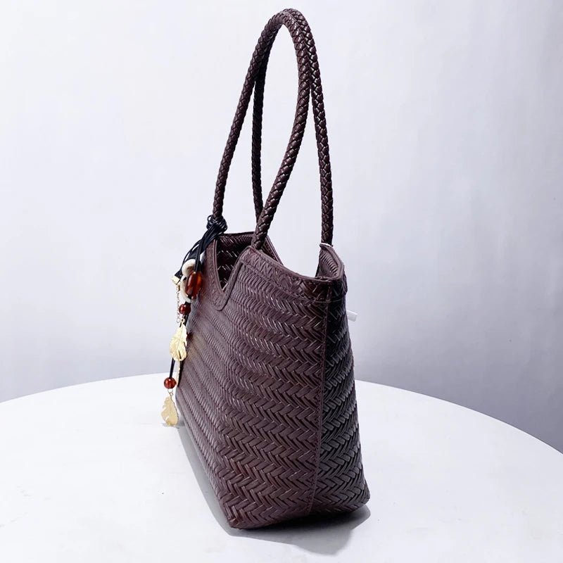 Imitation Braided Embossment Tote Bag For Women Luxury Designer Handbag 2025 New In Vintage With Inner Pocket Underarm Shoulder