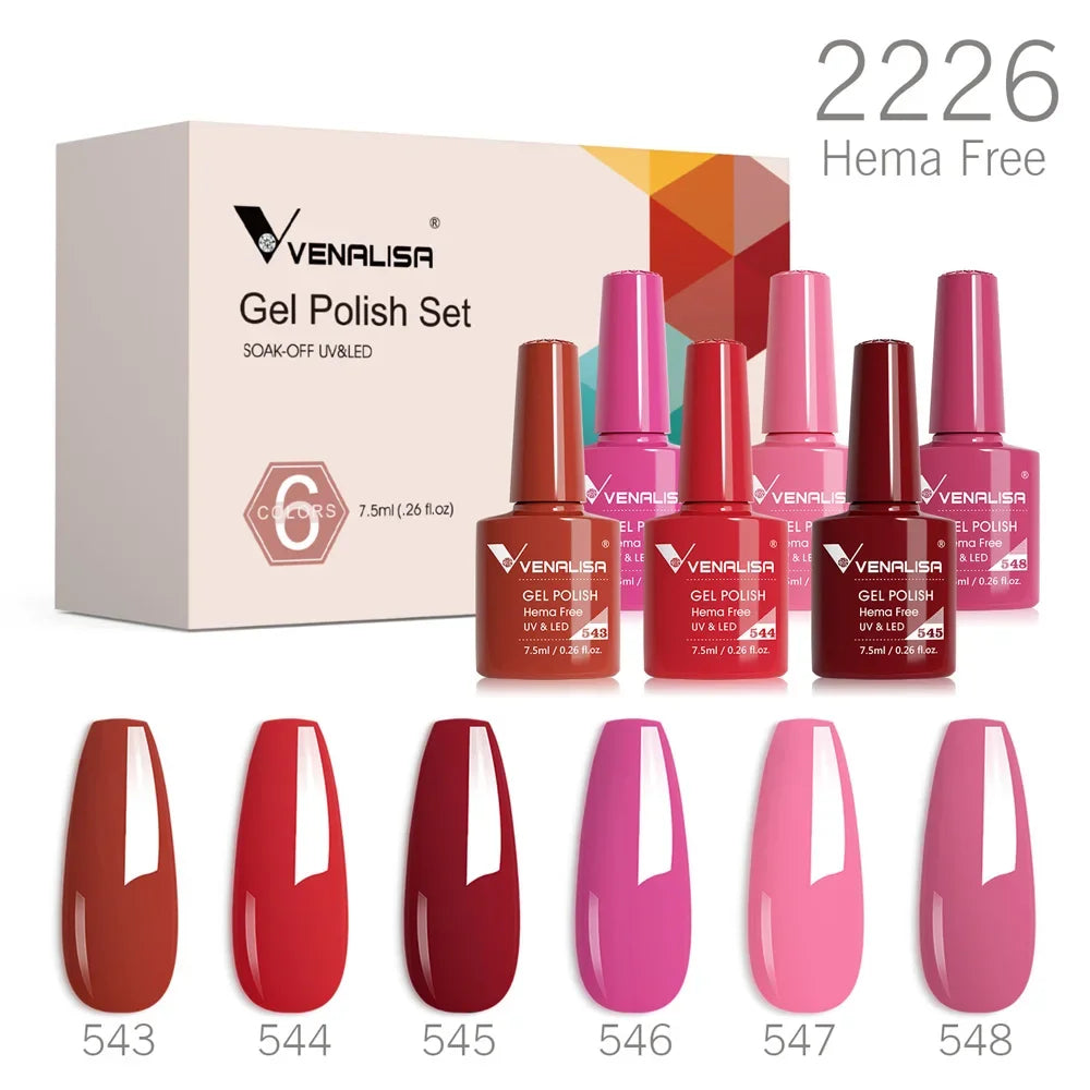 VENALISA 6pcs/kit Autumn Color Collection Fall Nails Brown Earth Gel Nail Polish TPO FREE Soak Off UV LED Semi Permanent Gel Set