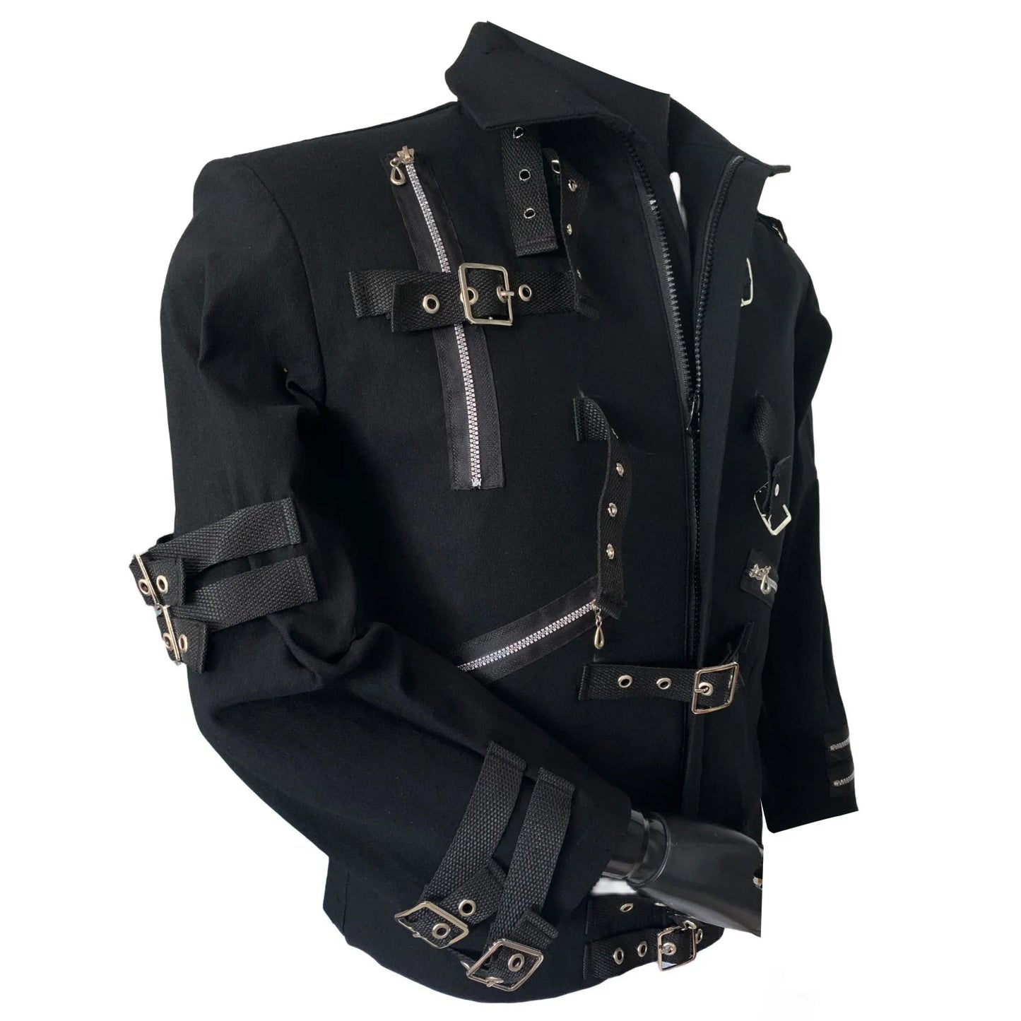 Role-player Michael Jackson BAD Punk Jacket Black Stretch Cotton Outwear Impersonator