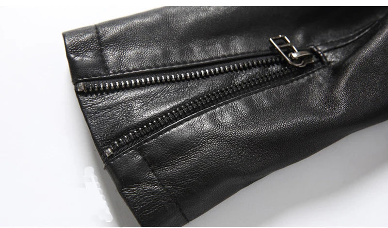 Women's Short Genuine Sheepskin Biker Jacket