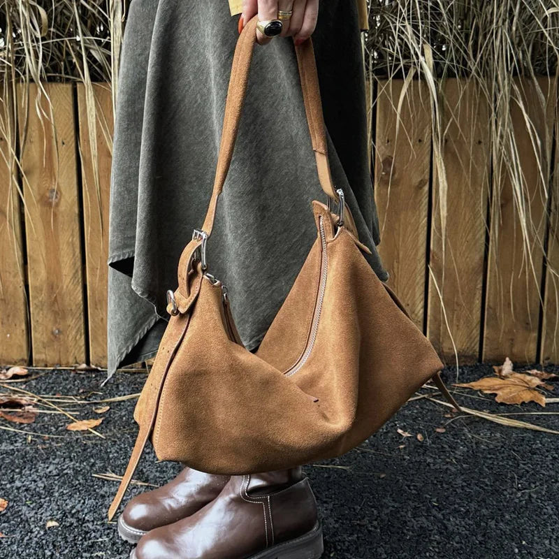 Autumn Winter Fashion Women's Shoulder Crossbody Bag Luxury Designer Brand Ladies Soft Suede Cow Leather High Quality Bag New