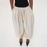 Women's Satin Lantern Pants with Pleated Detail