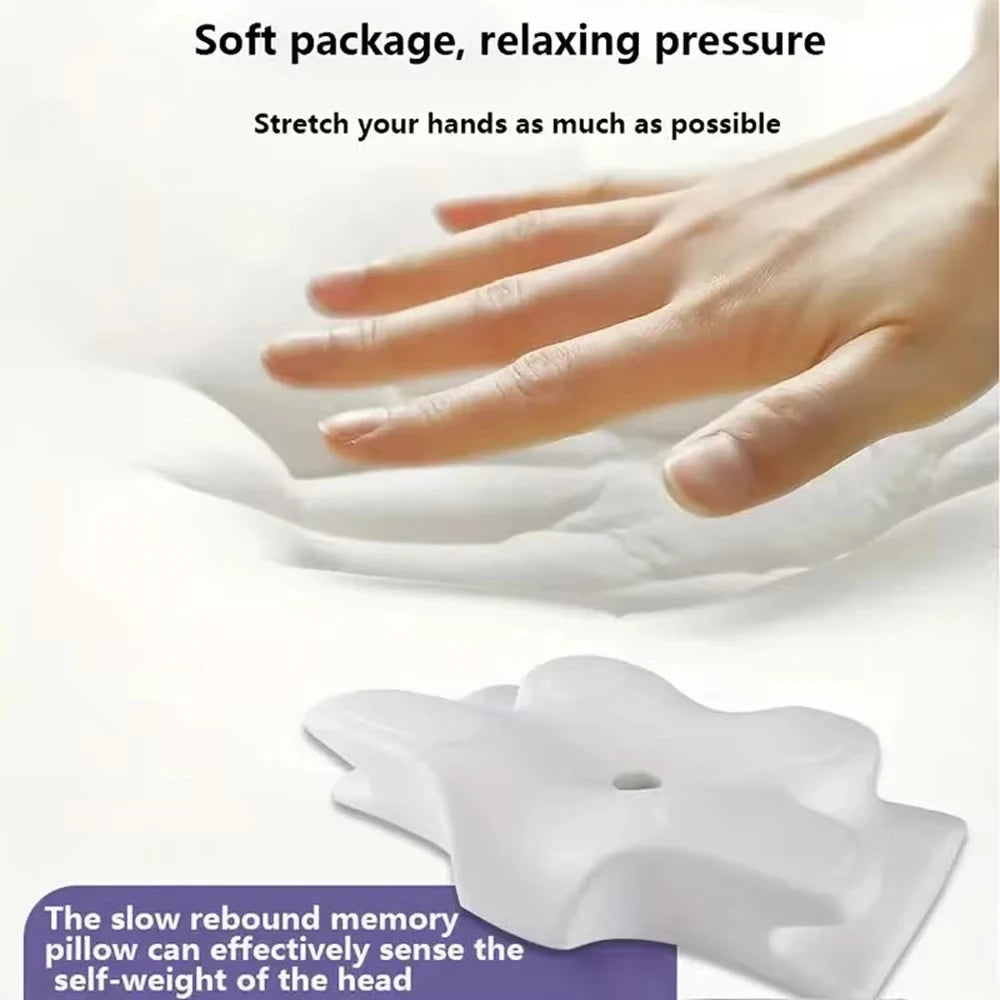2026 New Solid Color Special-shaped Horn Pillow, Butterfly Pillow Memory Cotton Slow Rebound Neck Protection Sleep Pillow
