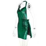 Elegant Sequin Halter Mini Dress