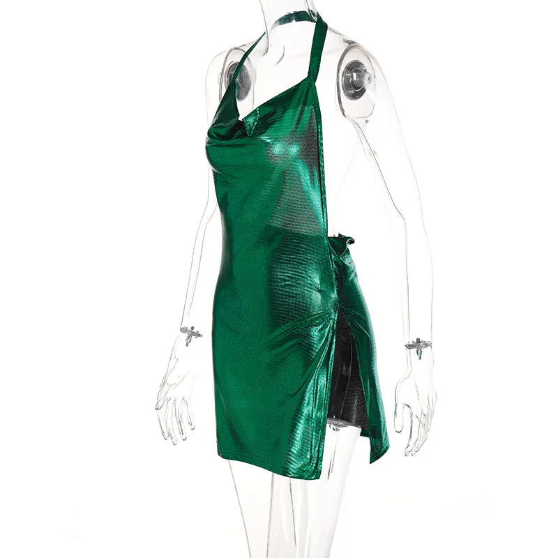Elegant Sequin Halter Mini Dress
