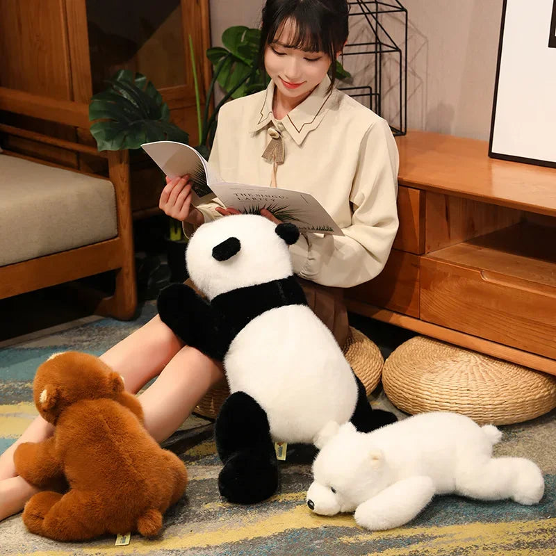 Soft Animal Plush Pillow – Bear & Panda Cuddle Doll