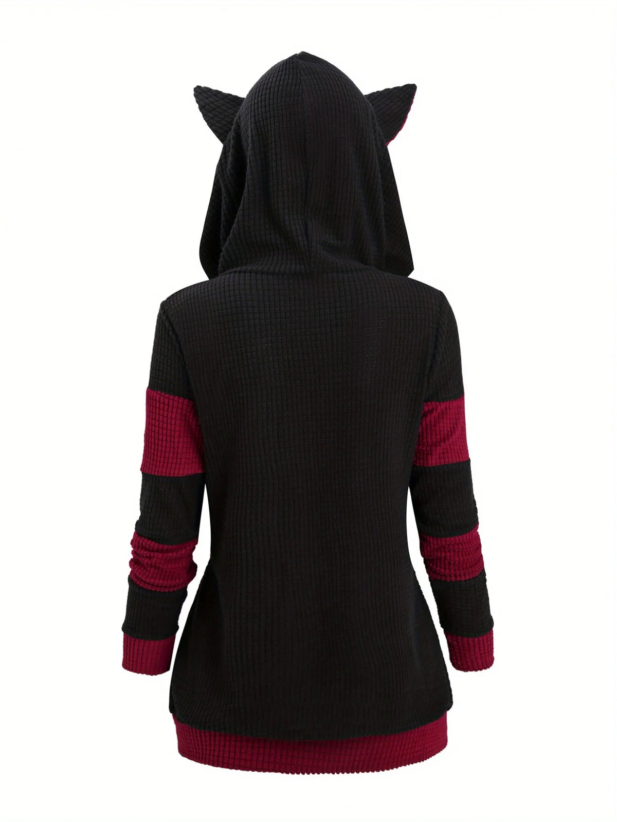 Women's Cat Ear Colorblock Zip-Up Hoodie