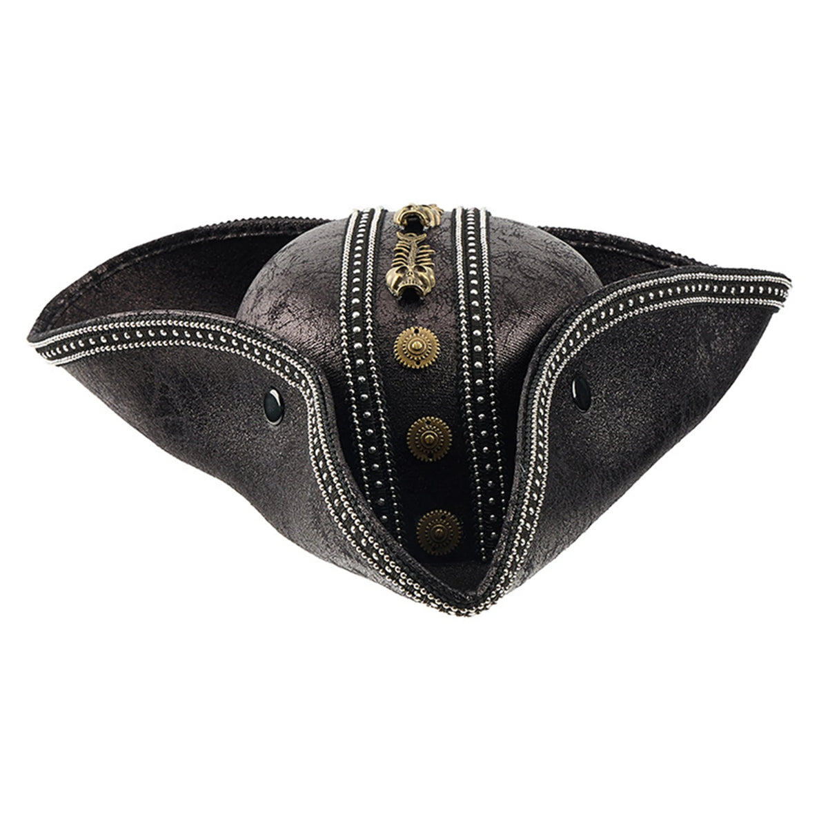 Pirate Hat for Women Men Creative PU Leather Tricorn Costume Hat for Halloween Cosplay Party Supply Costume Props