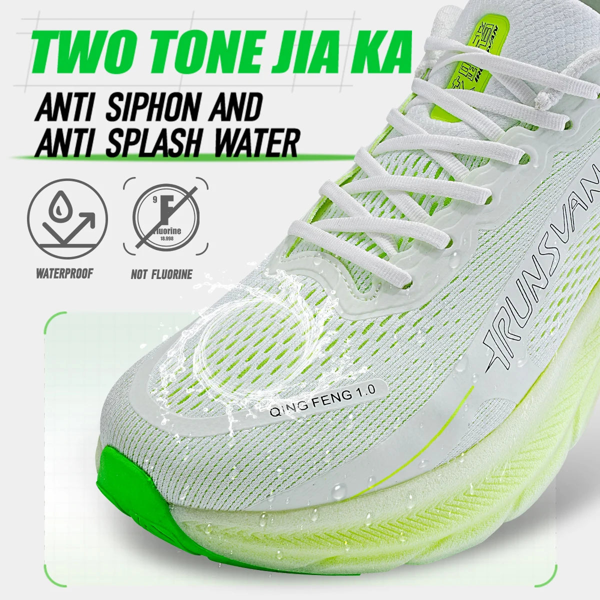 Irunsvan Qfeng1.0 Dual-color Dual-density Carbon Plated Running Shoes Shock-absorbing Lightweight Men's Water-repellent Sports